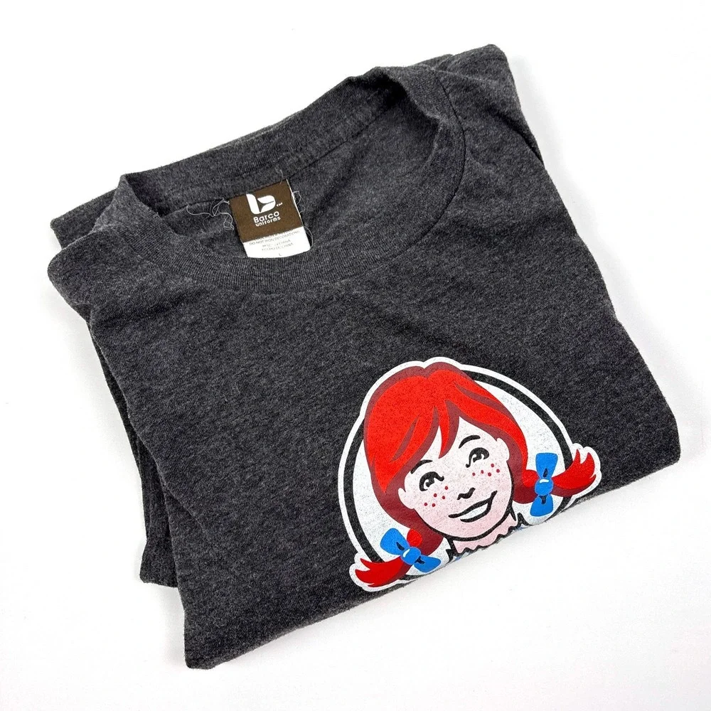 Wendys Barco Uniforms Employee T Shirt Mens Sz L Gray Hamburger of‎ NCAA Best